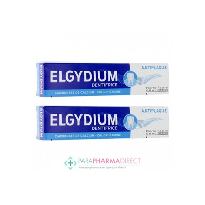Elgydium Dentifrice Anti-Plaque Dentaire 2x75mlLot  × 2