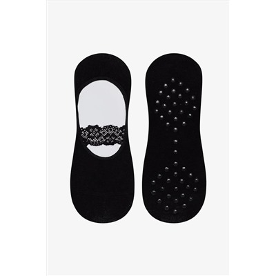 Penti Lace Cross Siyah Beyaz ÇizgiliBabet Çorabı
