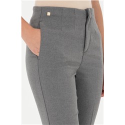 Kadın Gri Kanvas Carrot High Waist Fit Kanvas Pantolon