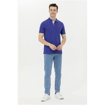 Erkek Mavi Basic Polo Yaka Tişört