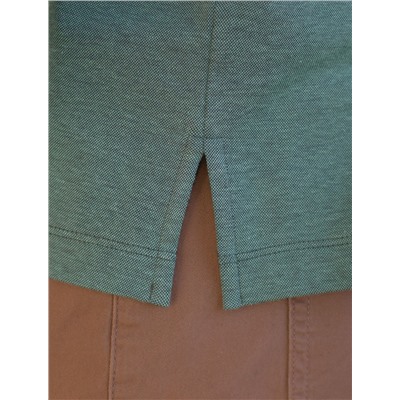 Футболка поло с воротником на пуговицах из полотна пике с меланжевым плетением с эластаном