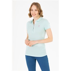 Kadın Su Yeşili Basic Polo Yaka Tişört