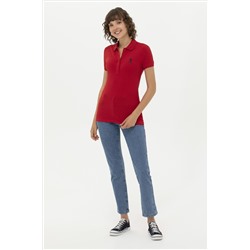 Kadın Kırmızı Basic Polo Yaka Tişört
