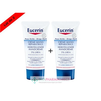 Eucerin Peau Sèche Crème Mains Réparatrice 5% d'Urée 2x75mlLot  × 2