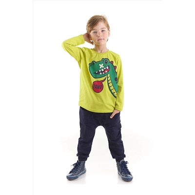 Denokids Rawr Dinozor Erkek Çocuk T-shirt Pantolon Takım CFF-22S1-079