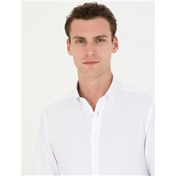 Beyaz Slim Fit Uzun Kollu Gömlek