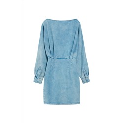 Vestido vaquero efecto doble prenda Azul claro