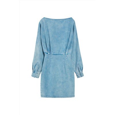 Vestido vaquero efecto doble prenda Azul claro
