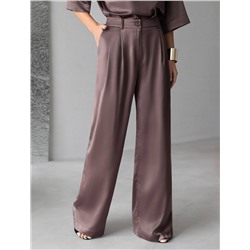 Брюки палаццо широкие из струящегося сатина