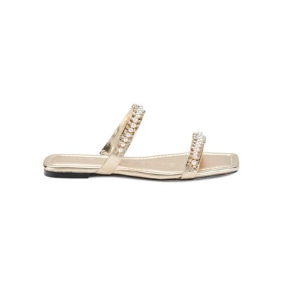KARL LAGERFELD PARIS Penna Faux Pearl Embellished Flat Sandals