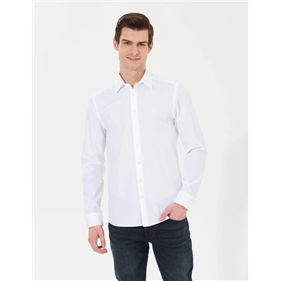 Beyaz Slim Fit Uzun Kollu Gömlek