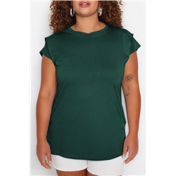 Yeşil Kolları Bağlama Detaylı %100 Pamuk Örme T-Shirt TBBSS22BF0003
