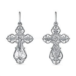 Крест из серебра родированный - 3,3 см 925 пробы К3-497р