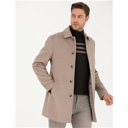 Açık Kahverengi Slim Fit Kaşe Kaban