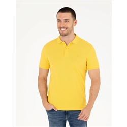 Sarı Slim Fit Polo Yaka Basic Tişört
