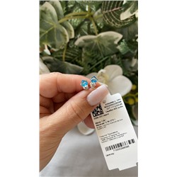 0056с-202 Серьги 2 Кристалл Swarovski Австрия Голубой 0,300