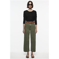Z1975 WIDE-LEG CROPPED HIGH-WAIST BELTED JEANS