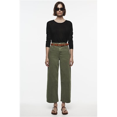 Z1975 WIDE-LEG CROPPED HIGH-WAIST BELTED JEANS