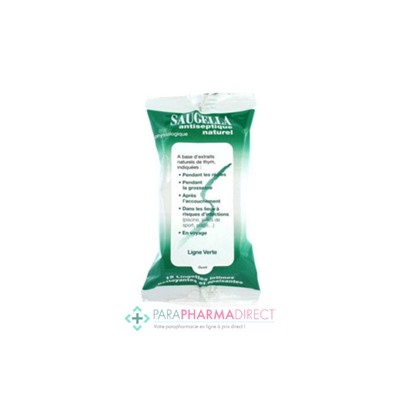 Saugella Antiseptique Naturel Lingettes Intimes Nettoyantes et Apaisantes x15