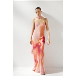 LONG PRINTED DRESS WITH SCARF