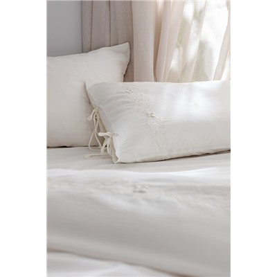 Loris King Size %100 Pamuk Nakışlı Nevresim Takımı - Ekru