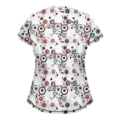 UA Mod Mix White Print Scrub Top