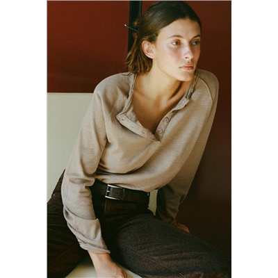 WASHED SLUB COTTON T-SHIRT