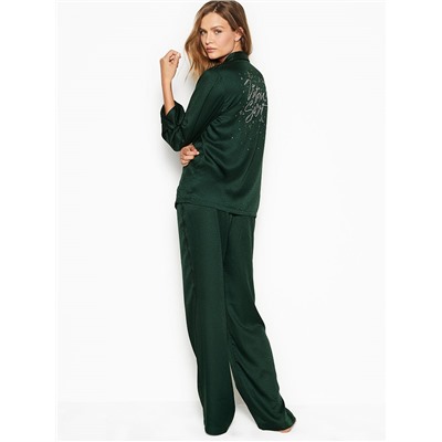 VICTORIA'S SECRET Satin & Rhinestone Button PJ Set