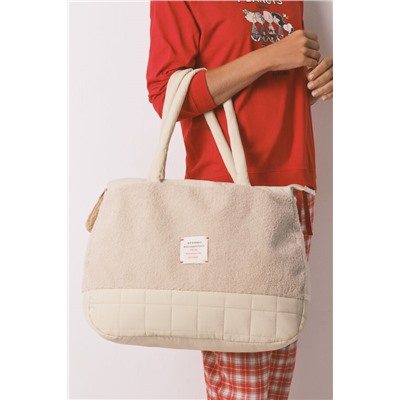 Bolso grande acolchado beige Snoopy