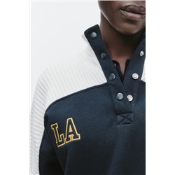 CONTRAST CHUNKY KNIT SWEATSHIRT