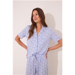 Pijama camisero azul Capri viscosa