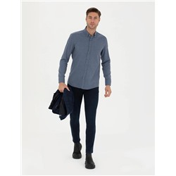 Koyu Mavi Slim Fit Uzun Kollu Gömlek