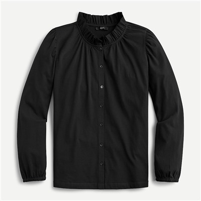 Ruffleneck button-up top