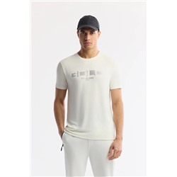 Avva, Erkek Ekru Bisiklet Yaka Baskılı Shoft Touch Flamlı T-Shirt A51Y1138
