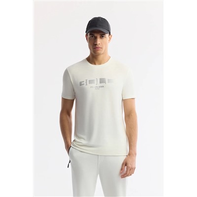 Avva, Erkek Ekru Bisiklet Yaka Baskılı Shoft Touch Flamlı T-Shirt A51Y1138