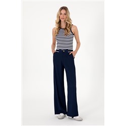 Kadın Lacivert Loose Fit Kanvas Pantolon