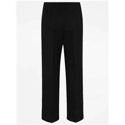 Boys Black Half Elastic School Trouser 2 Pack