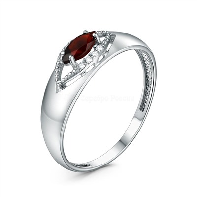 Серьги из серебра с гранатом и фианитами родированные 2-2920-001