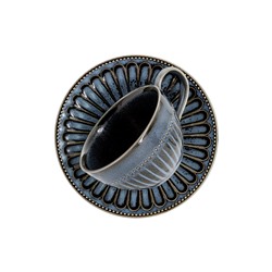 Пара чайная, 1 перс, 2 пр, 250 мл, фарфор P, черно-синяя, в крапинку, Black Kitchen, 62763
