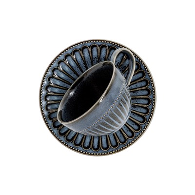Пара чайная, 1 перс, 2 пр, 250 мл, фарфор P, черно-синяя, в крапинку, Black Kitchen, 62763