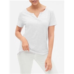 Slub Split-Neck T-Shirt