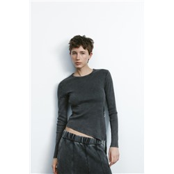 BELTED RIBBED T-SHIRT