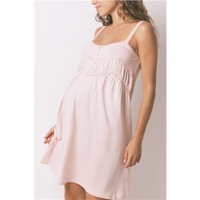 Camisón midi "maternity" algodón rosa