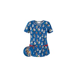 UA Christmas Crush Royal Print Scrub Top