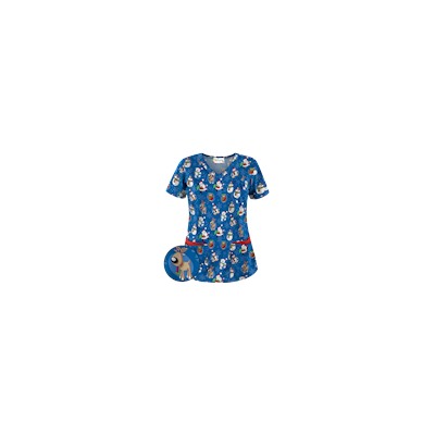 UA Christmas Crush Royal Print Scrub Top