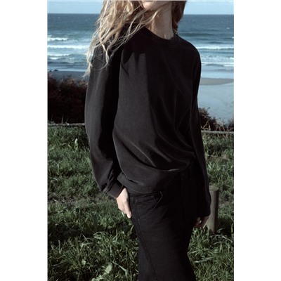 FADED-EFFECT T-SHIRT WITH LONG SLEEVES