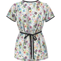 UA Floral Extravaganza Black Mock Wrap Scrub Top