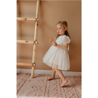 penu baby kids Beyaz Kısa Balon Tül Kol Detaylı Tütülü Kız Bebek Elbise - Cinderella kısatülkol