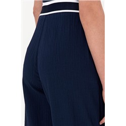 Kadın Lacivert Loose Fit Kanvas Pantolon