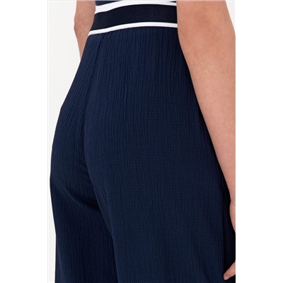 Kadın Lacivert Loose Fit Kanvas Pantolon
